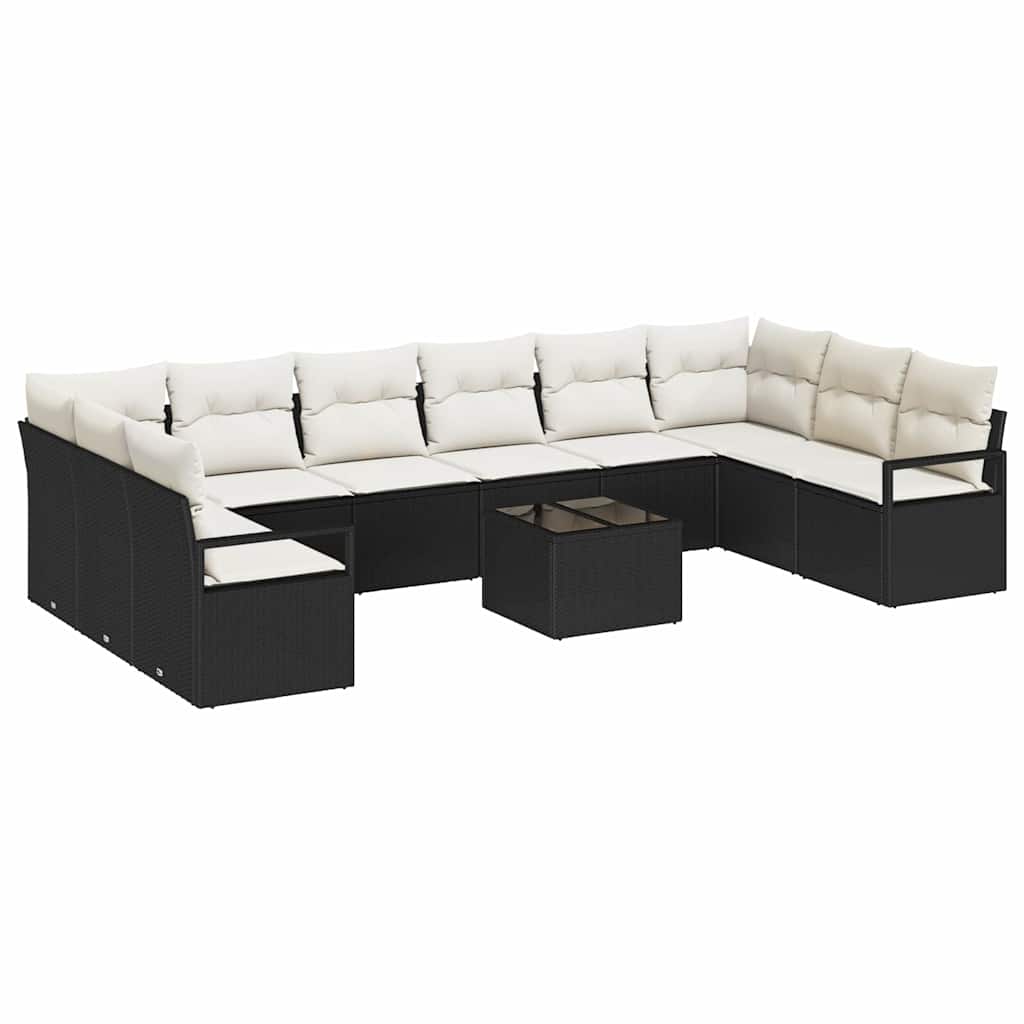 Garten-Sofa-Set mit Kissen mit Speicher 11 pcs Braun und Creme